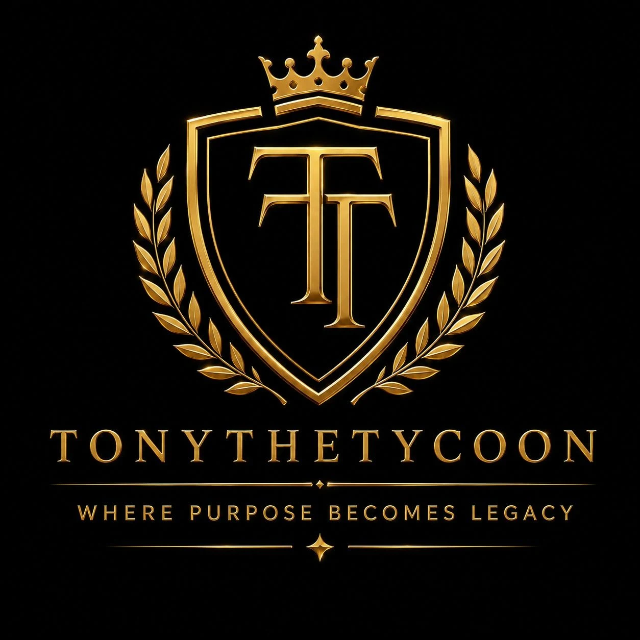 TonytheTycoon official gold crest logo — Where Purpose Becomes Legacy